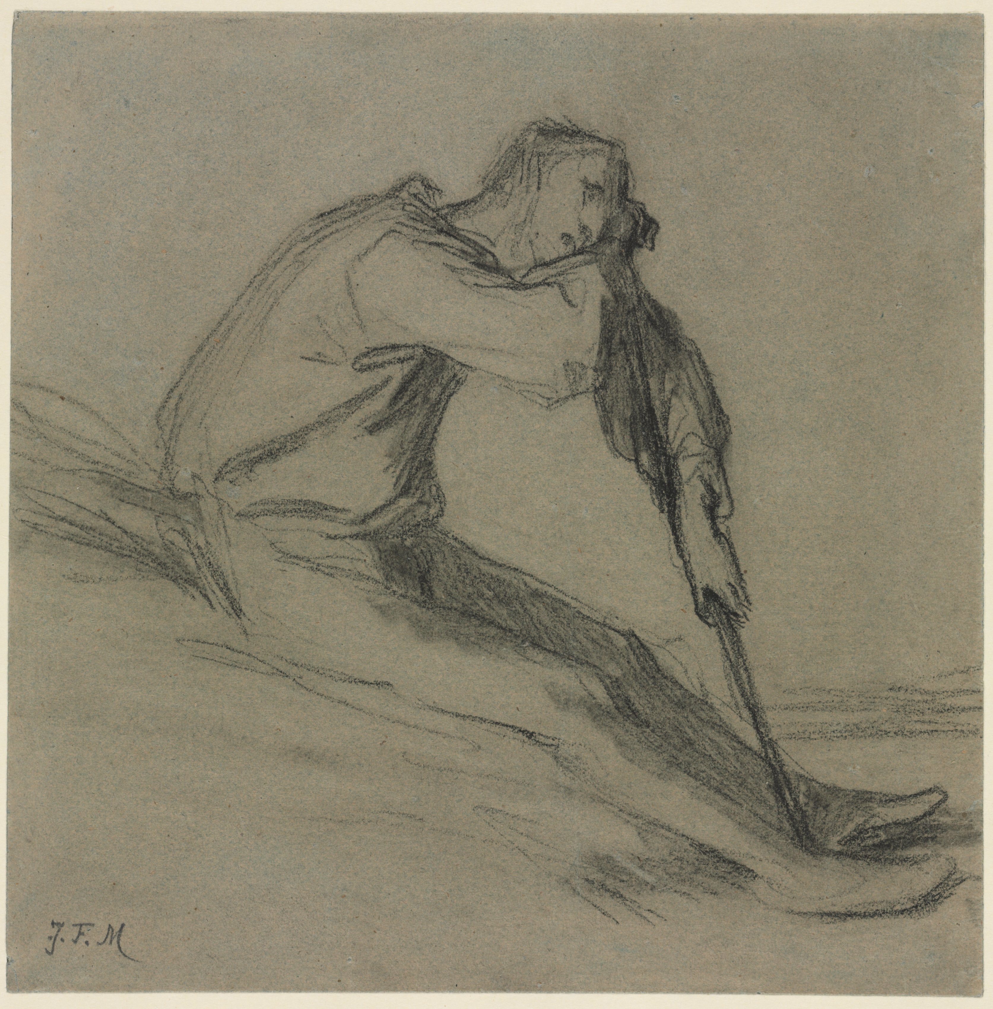 Seated Peasant Resting on a Hoe
