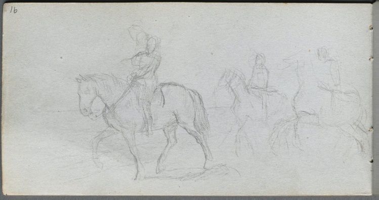 Sketchbook, page 91: Figures on Horseback