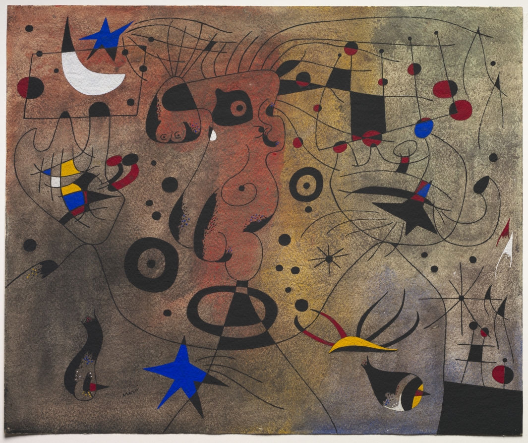 Woman with Blond Armpit Combing Her Hair by the Light of the Stars (recto), Joan Miró, 1940