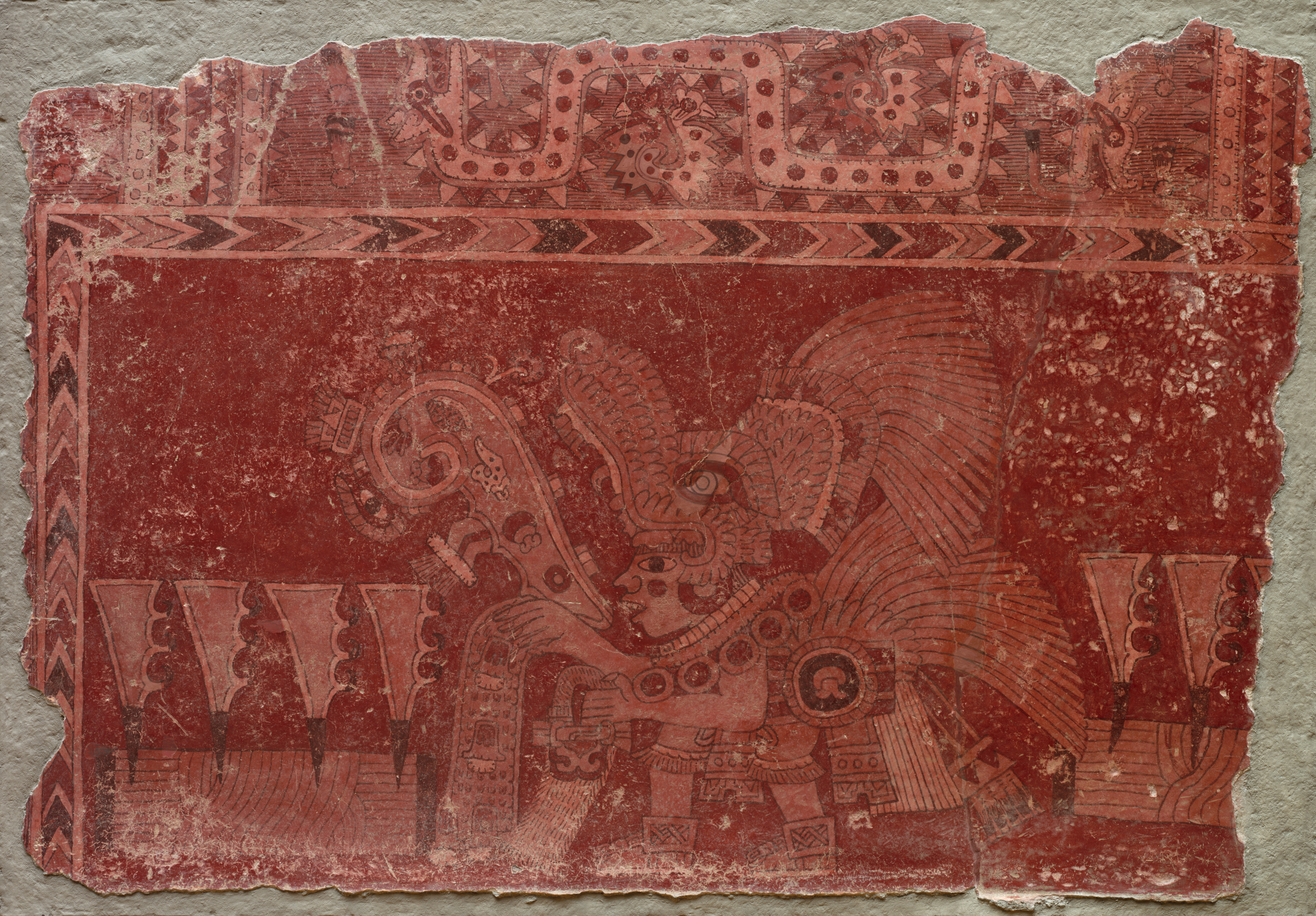 Mural Fragment with Elite Male and Maguey Cactus Leaves