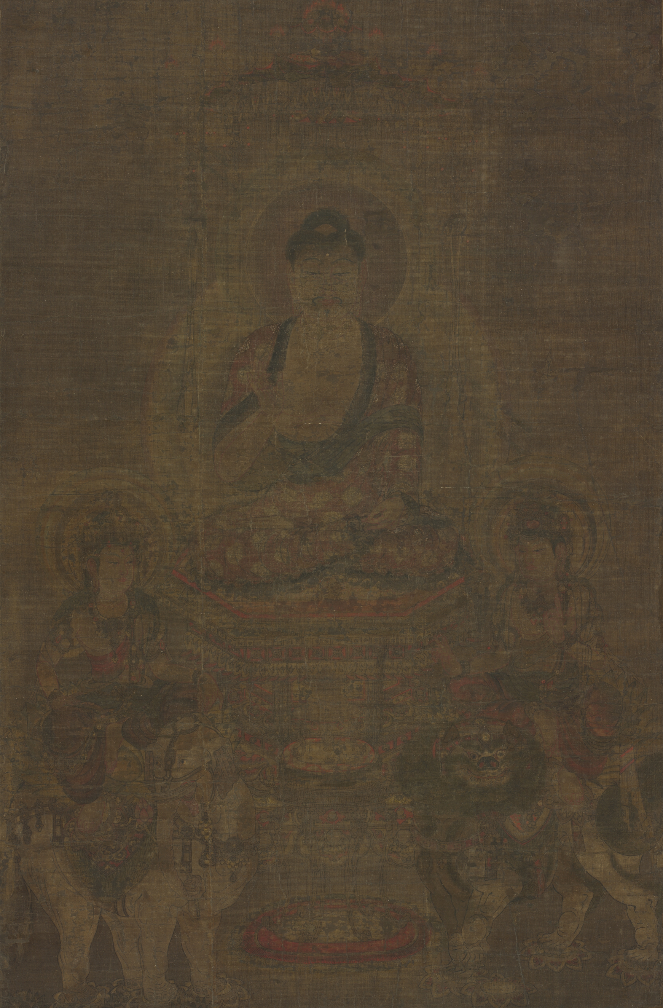 Shakyamuni Triad:  Buddha Attended by Manjushri and Samantabhadra