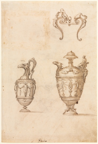 Design for Two Vases and an Ornament (recto)