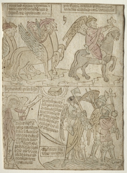 page from the Apocalypse (The Locusts with the Angel of the Abyss and The Sixth Trumpet)