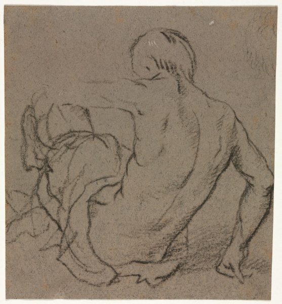 Man Seated on the Ground, Seen from Behind (recto)
