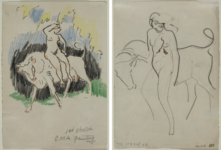 Sketch for "Daughter of King Agenor" (recto) Sketch for "Daughter of King Agenor" (verso), Henry Keller, c. 1891–1949