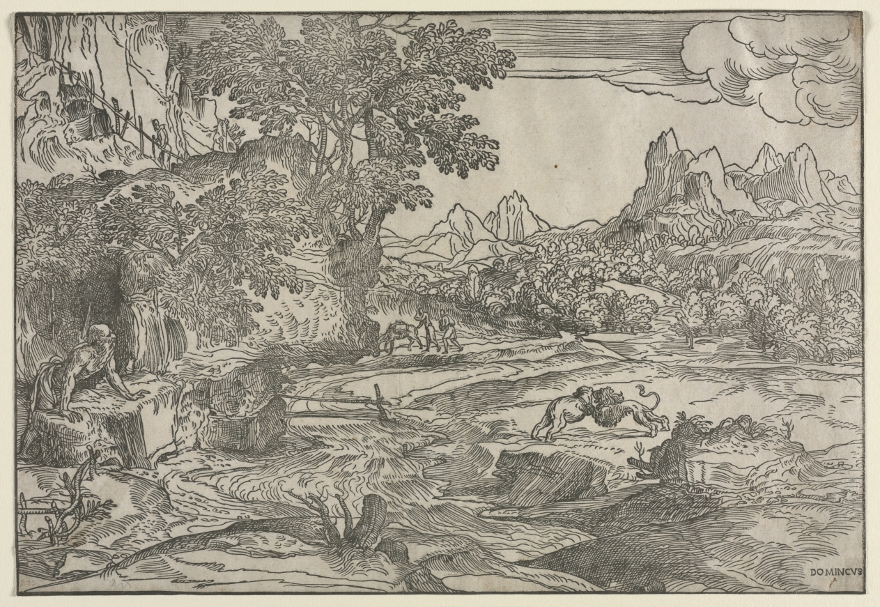 Landscape with Saint Jerome and Two Lions