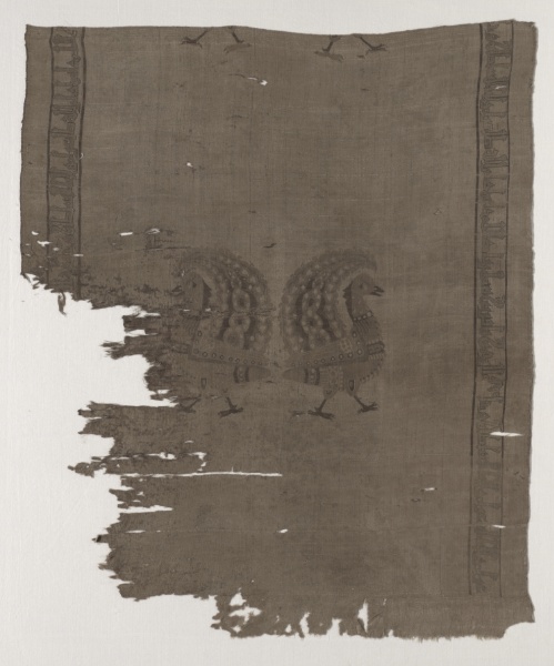 Fragment with peacocks and inscriptions