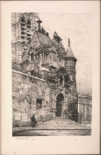 Twenty Lithographs of Old Paris: Un Portail de l'Église de Saint Étienne du Mont, Paris