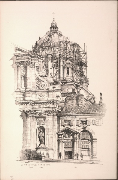 Twenty Lithographs of Old Paris: Le Dome de l'Église du Val de Grâce, Paris