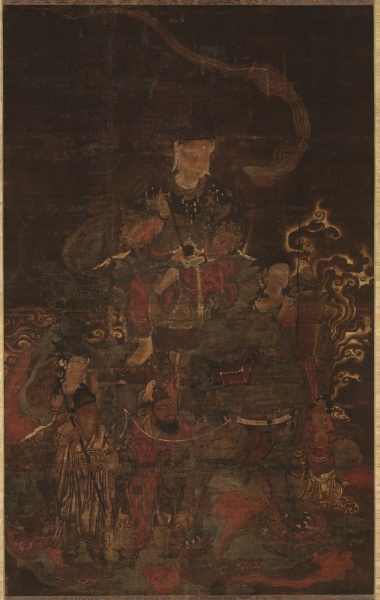 Monju Riding Lion with Attendants