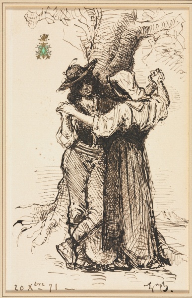 Couple Courting by a Tree
