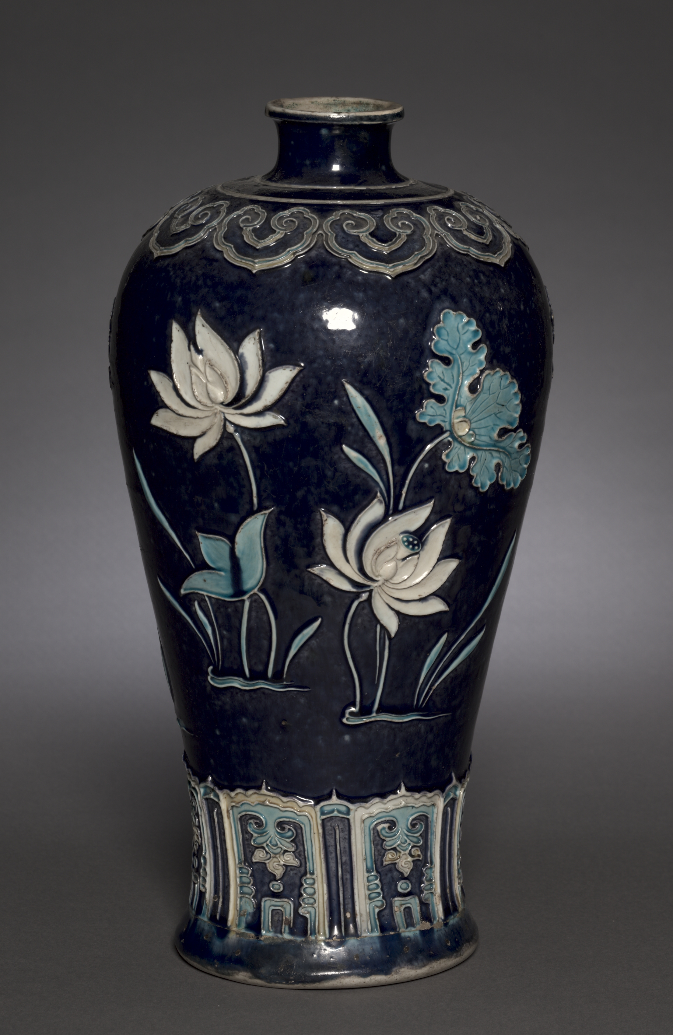 Prunus Vase (Meiping) with Blossoming Lotus