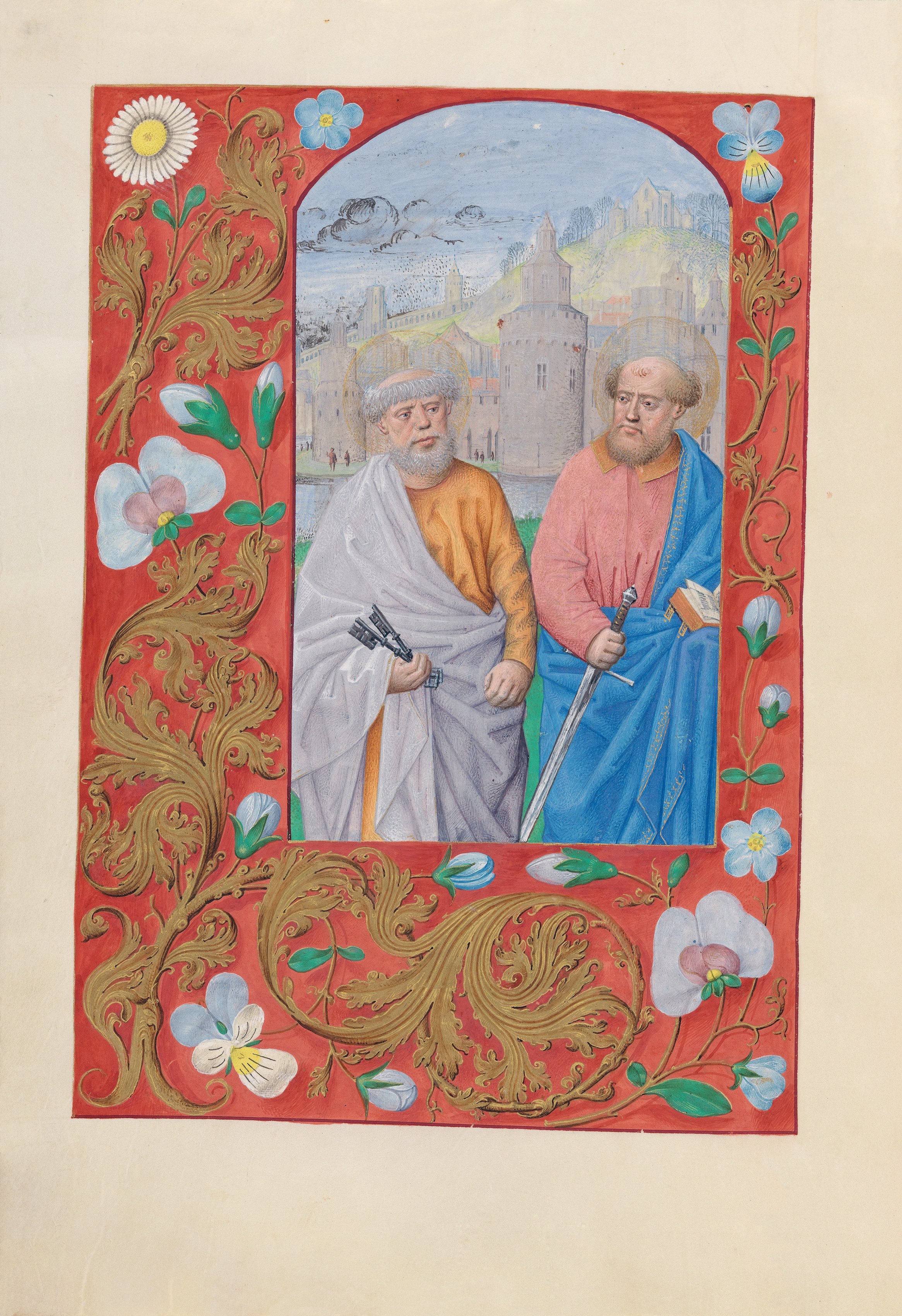 Hours of Queen Isabella the Catholic, Queen of Spain:  Fol. 173v, Saints Peter & Paul