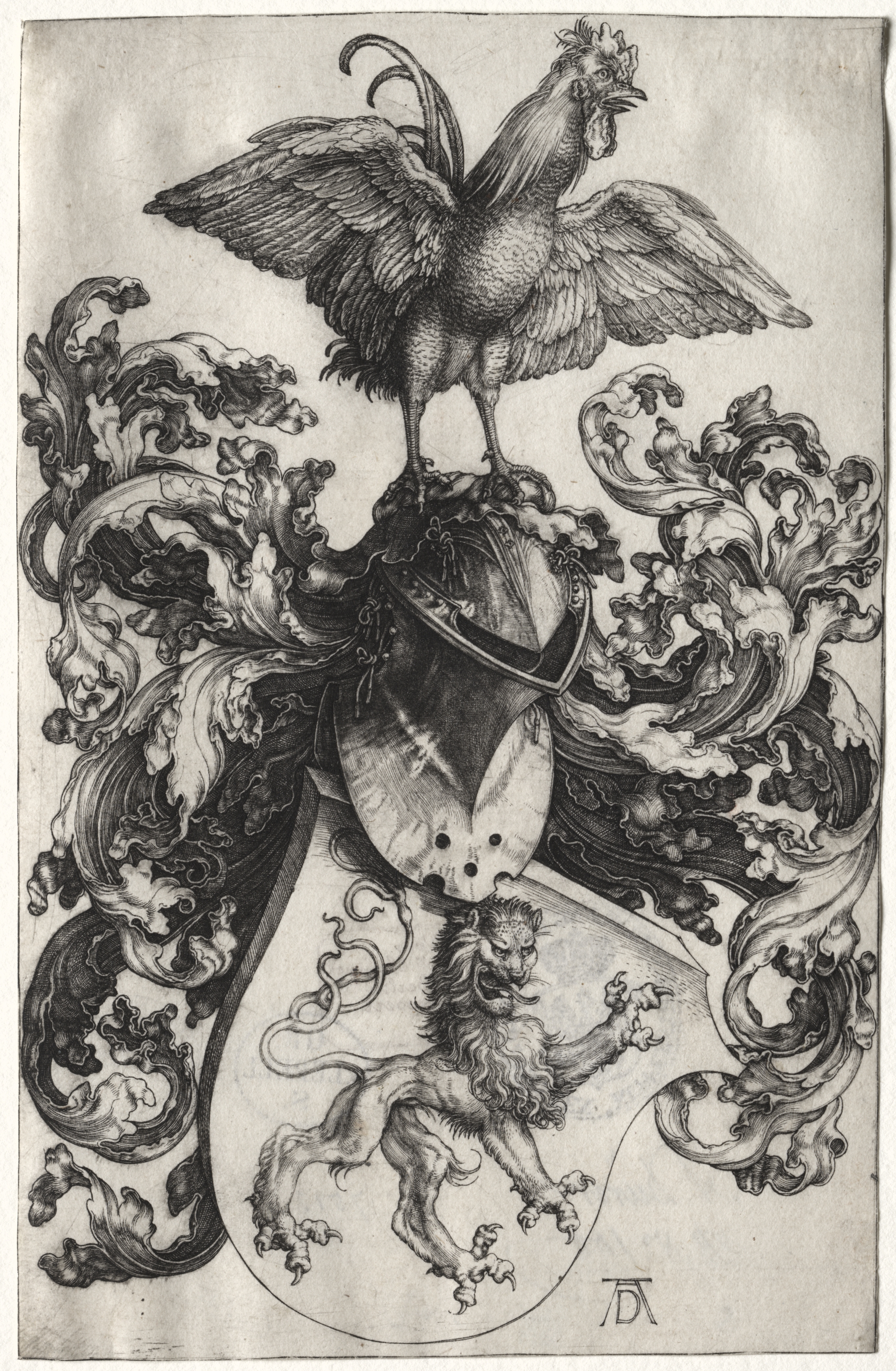 The Coat of Arms with a Lion and Cock