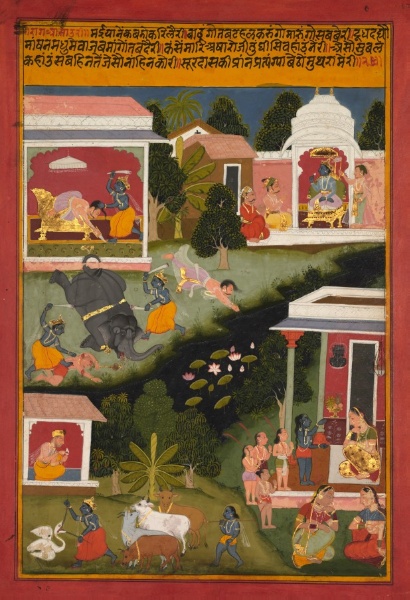 Krishna asks for sweets, from a Sursagar of Surdas (Indian, c. 1480–1580)