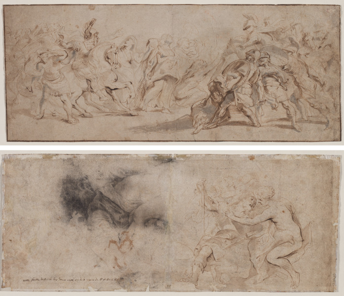 Reconciliation of the Romans and the Sabines (recto) Venus Disarming Mars, Drapery Study (verso)
