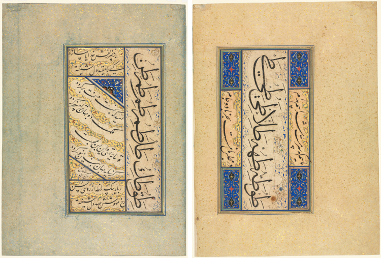 Persian Quatrains (Rubayi) and Calligraphic Exercises (recto); Persian Verse (khamriyya) (verso)