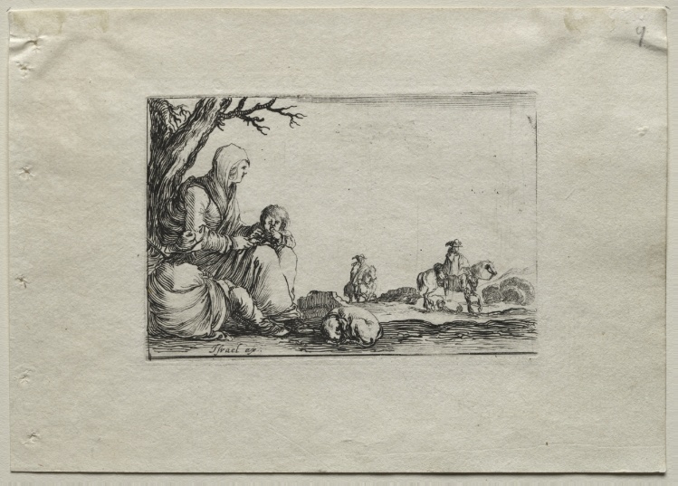 Caprices:  Seated Beggar Woman with Two Children
