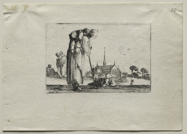 Caprices:  Standing Beggar Woman Carrying a Child on her Back