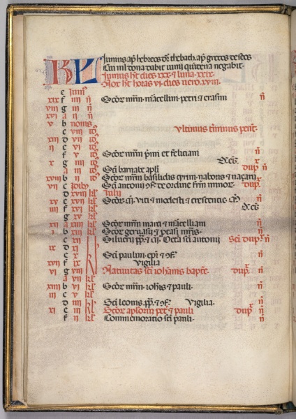 Missale: Fol. 5v: June Calendar Page