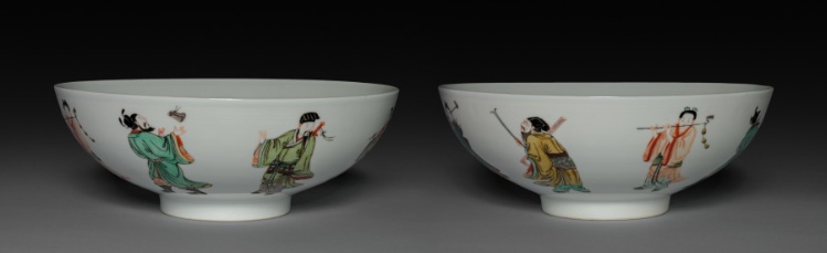 Pair of Bowls with Eight Immortals