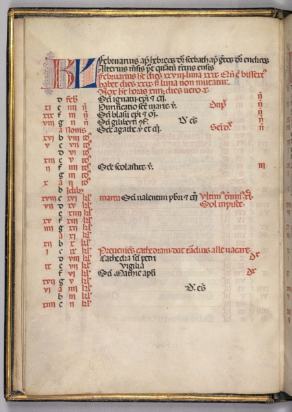 Missale: Fol. 3v: February Calendar Page